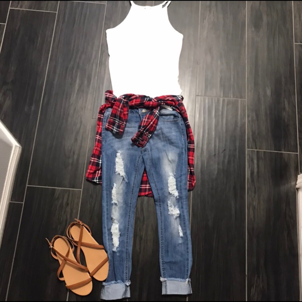 Medium Wash Ripped Jeans